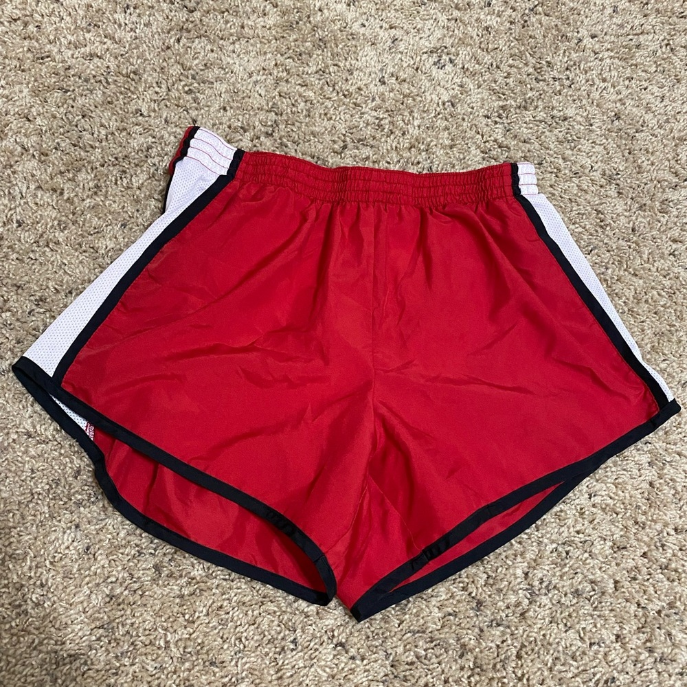 Red Women's Athletic Shorts with Contrast Trim